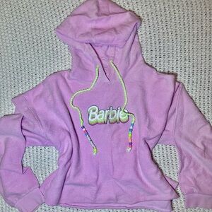 Barbie Pink Terrycloth Cropped Hoodie